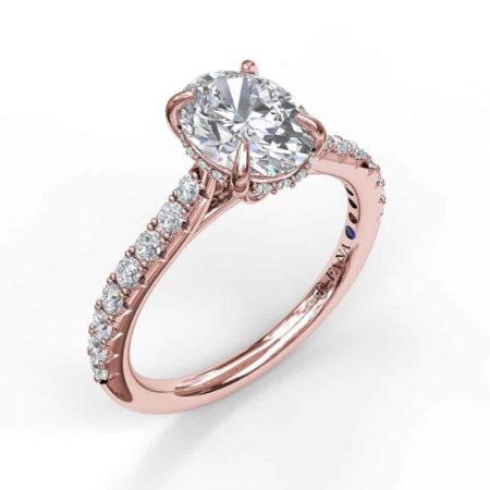 Classic Oval Cut Solitaire With Hidden Halo - Image 10
