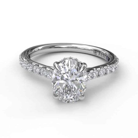 Classic Oval Cut Solitaire With Hidden Halo - Image 3