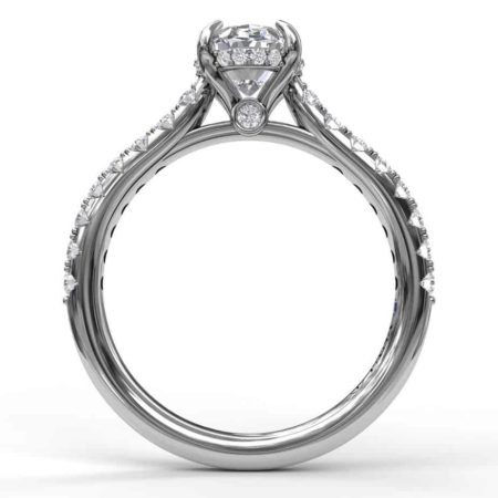Classic Oval Cut Solitaire With Hidden Halo - Image 2