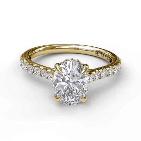 Classic Oval Cut Solitaire With Hidden Halo - Image 6